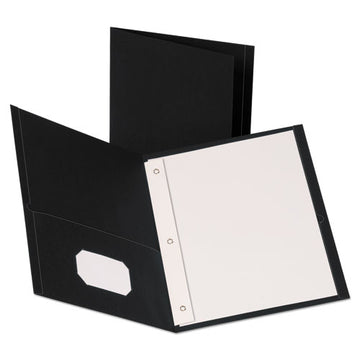Oxford™ Leatherette Two Pocket Portfolio With Fasteners, 8.5 X 11, Black-black, 10-pack freeshipping - TVN Wholesale